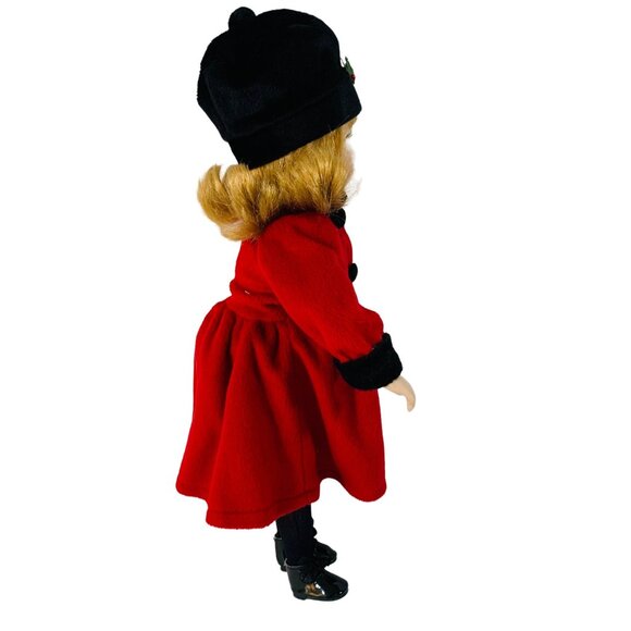 Vintage Christmas Porcelain Doll Red Coat Holiday Mantel Decor - Picture 5 of 9